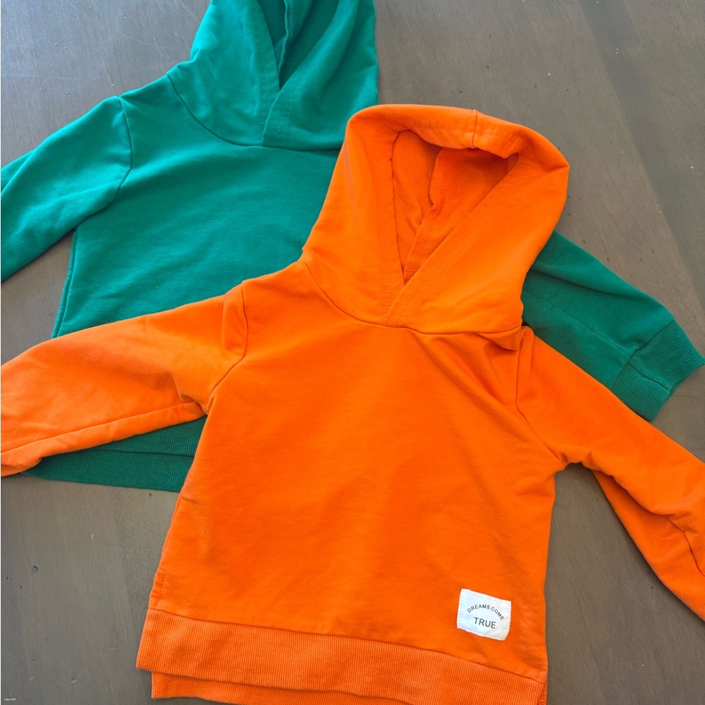 Kids Hooded Pullover Sweatshirt - Orange & Green